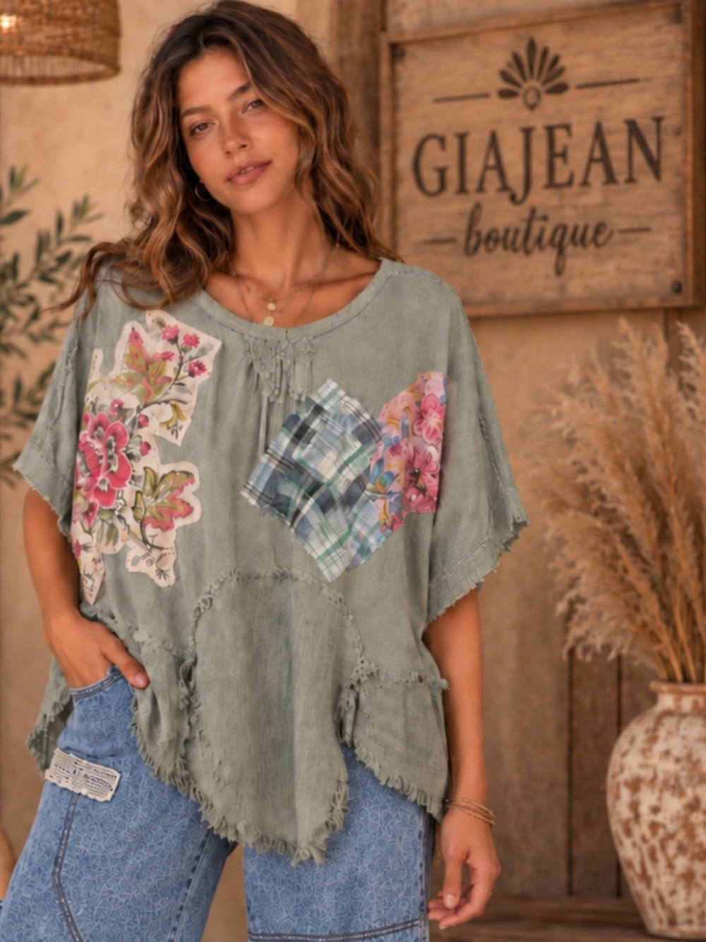 ❤️ JADED GYPSY “ MOON “ JADED GYPSY MOON SHADOW TOP WITH PATCHWORK DETAIL